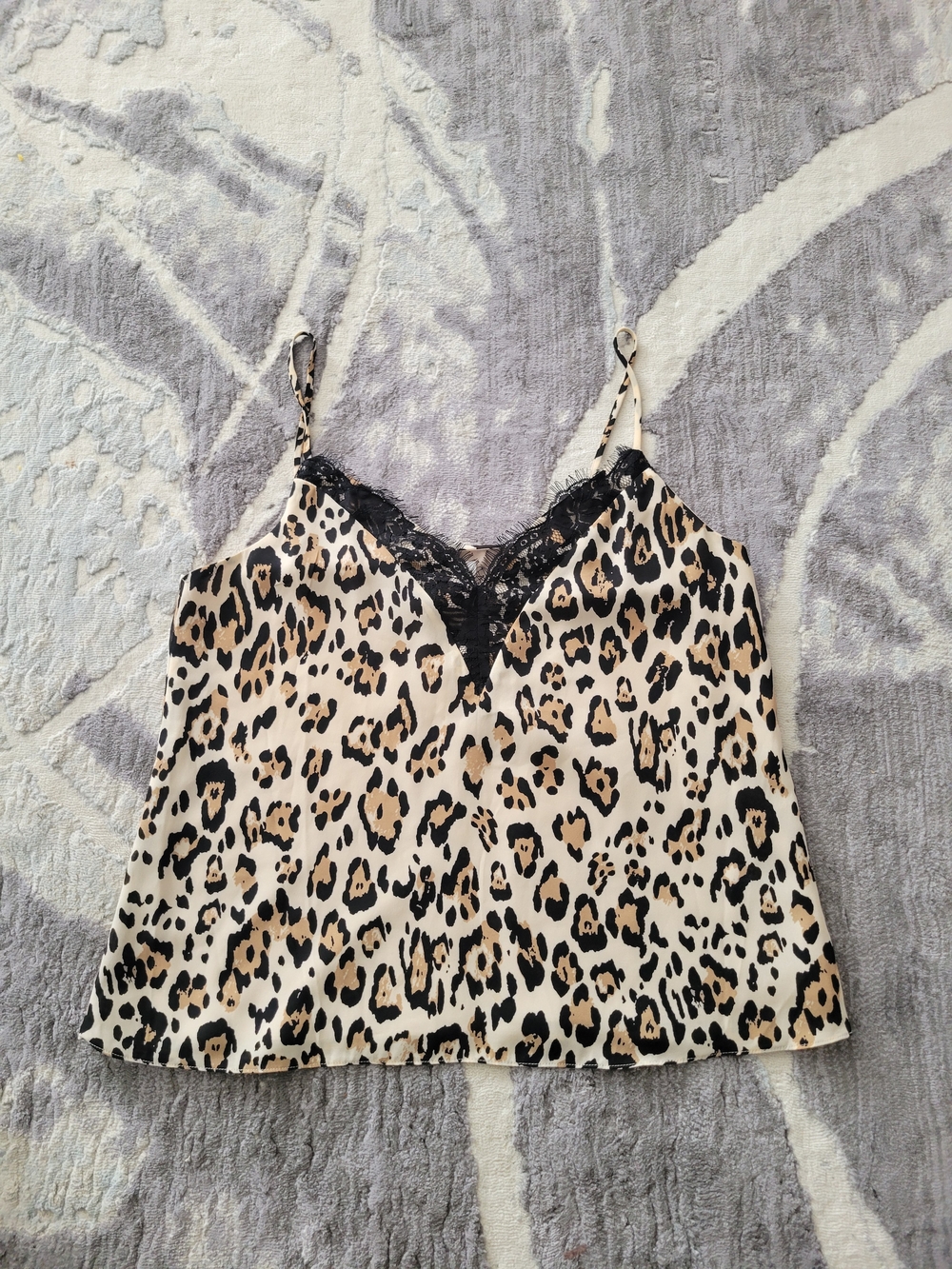 Socialite Leopard Print Lace Cami - Beige/Black Size M